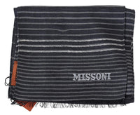 Missoni Eleganter gestreifter Schal aus Wolle und Seide