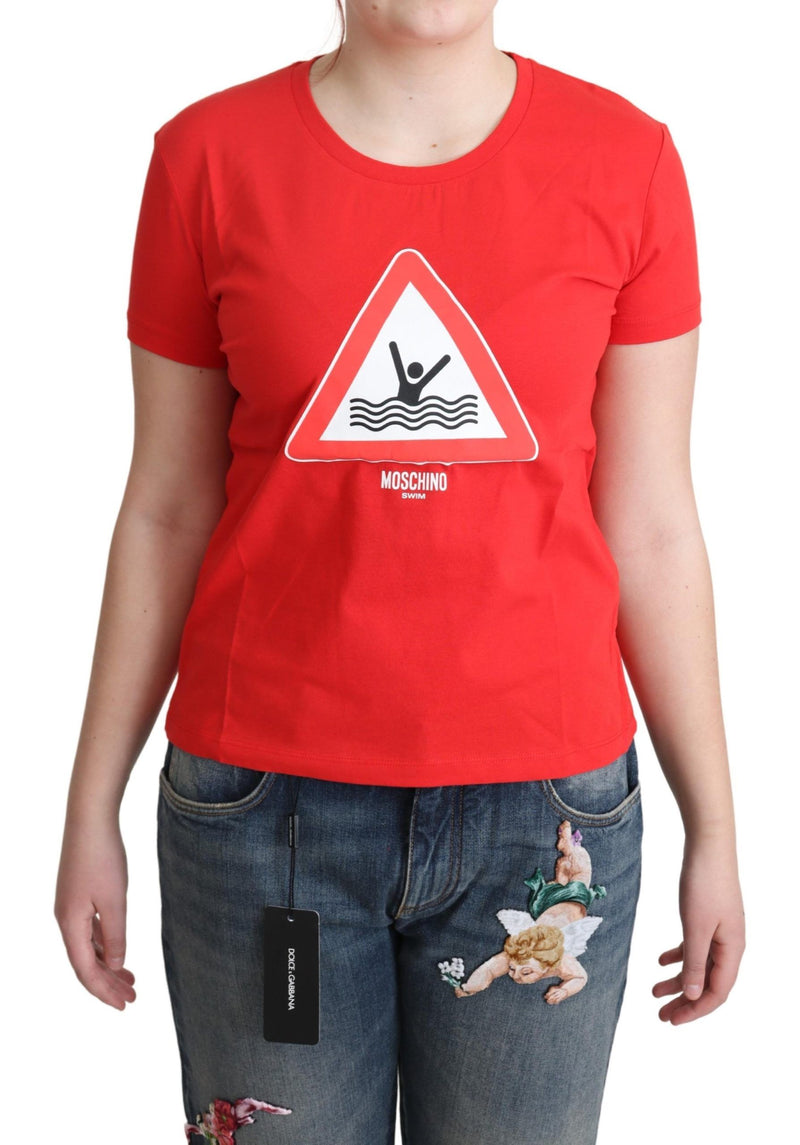 Moschino Chic Rotes Baumwoll-T-Shirt mit Grafik