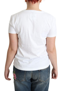 Moschino Chic – Weißes Baumwoll-T-Shirt mit ikonischem Aufdruck
