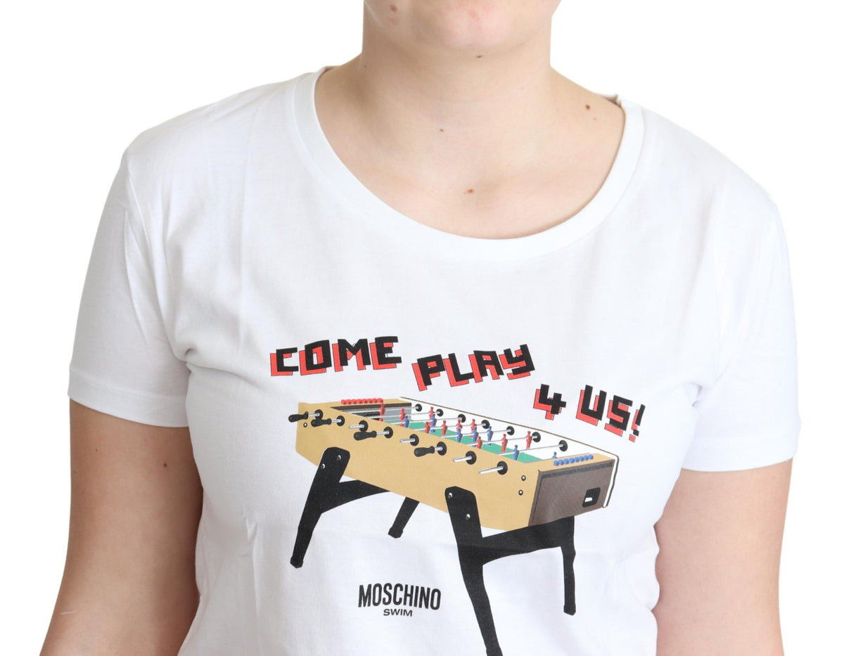 Moschino Chic – Rundhals-T-Shirt aus Baumwolle mit verspieltem Print