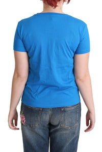 Moschino Chic – Baumwoll-T-Shirt mit Alphabet-Print in Blau