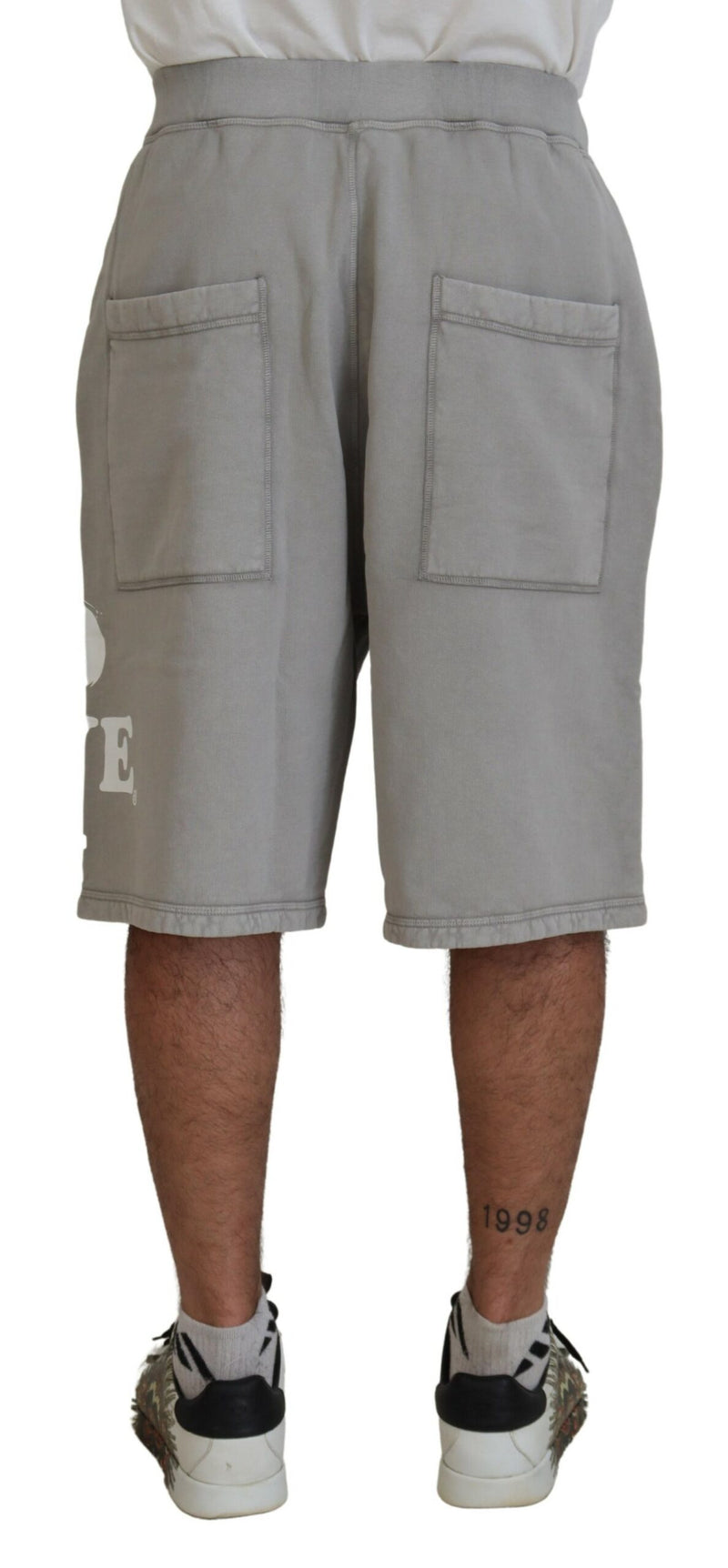 Dsquared² Gray Printed Pull On Men Casual Bermuda Shorts