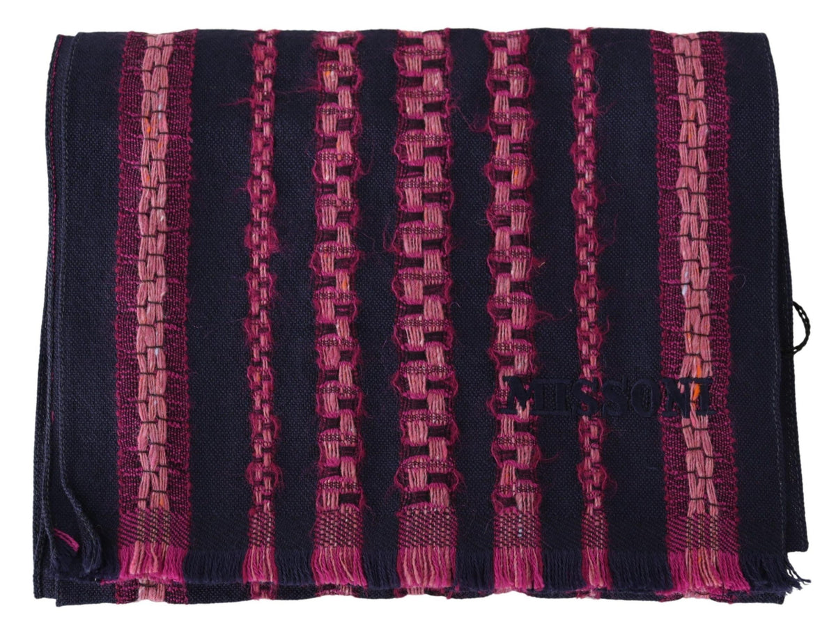 Missoni – Eleganter, gestreifter Wollschal in Schwarz und Pink