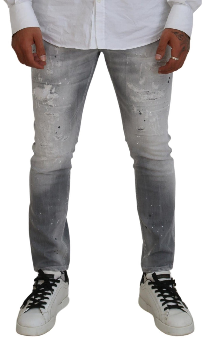 Dsquared² Gray Washed Cotton Slim Fit Casual Men Denim Jeans