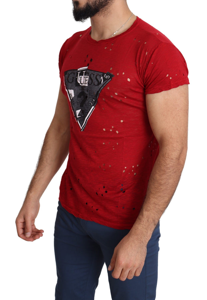 Guess – Strahlend rotes Baumwoll-T-Shirt, perfekt für den Alltagsstil
