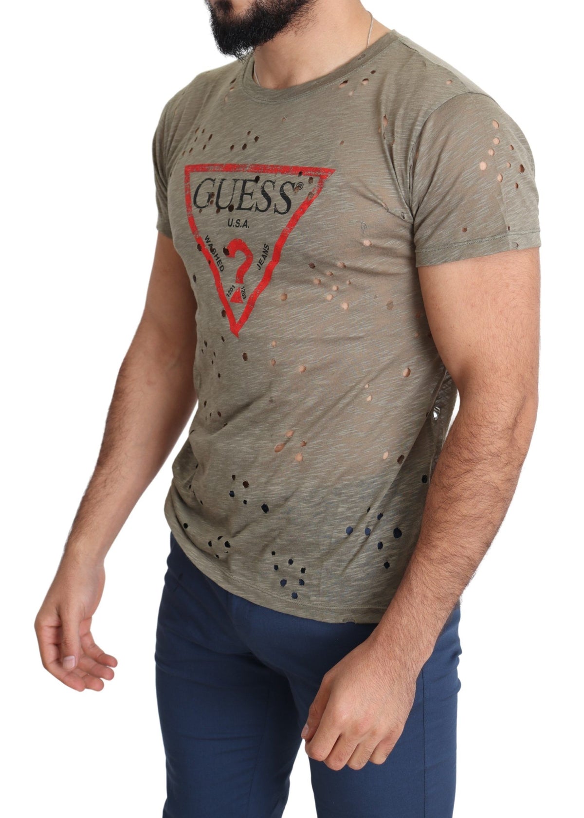 Guess – Schickes T-Shirt aus Stretch-Baumwolle in Braun