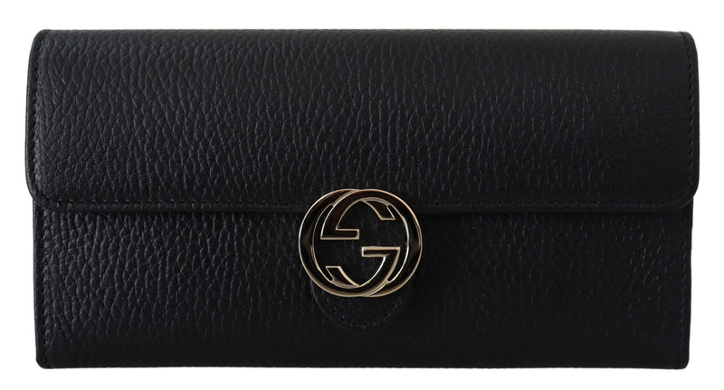 Gucci Elegant Black Leather Wallet with GG Snap Closure