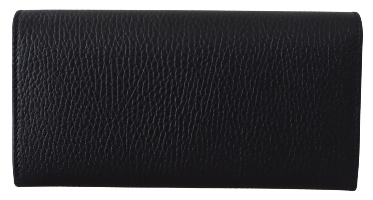 Gucci – Elegante schwarze Lederbrieftasche mit GG-Schnappverschluss