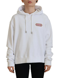 Dsquared² White Logo Patch Cotton Hoodie Sweatshirt Sweater