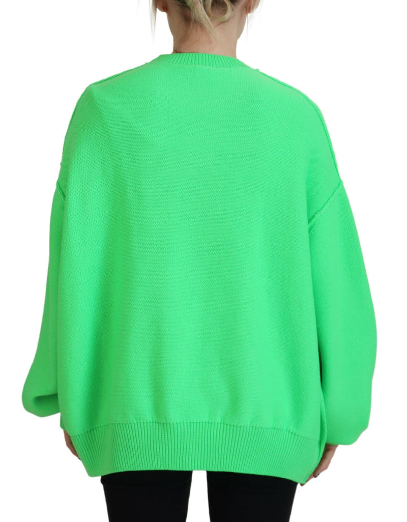 Dsquared² Green Logo Embroidery Women Long Sleeve Sweater