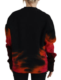 Dsquared² Black Tie Dye Logo Print Women Long Sleeve Sweater
