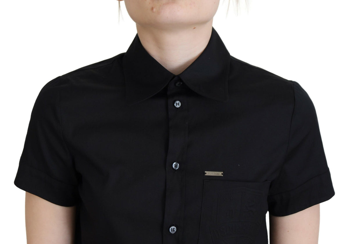 Dsquared² Black Collared Button Down Short Sleeves Polo Top