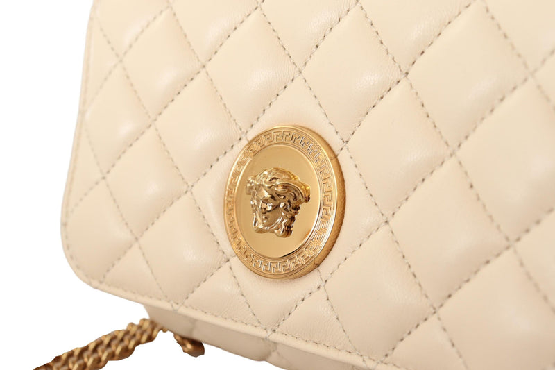 Versace Chic – Umhängetasche aus Nappaleder in reinem Weiß