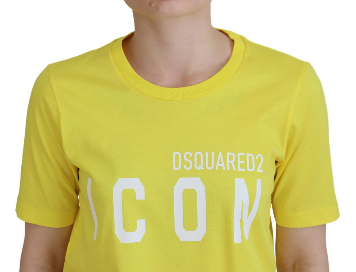 Dsquared² Yellow CottonShiny Icon Renny Dress Crewneck T-shirt