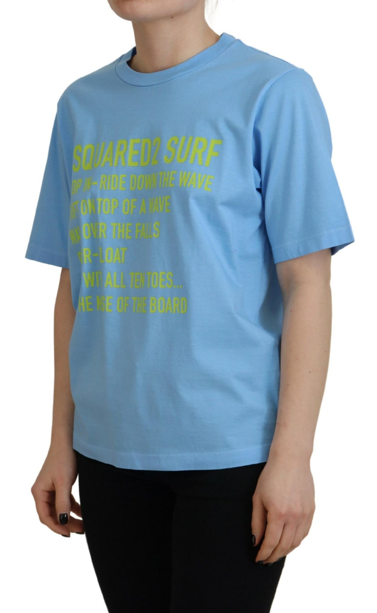 Dsquared² Blue Logo Print Cotton Crewneck Short Sleeve T-shirt