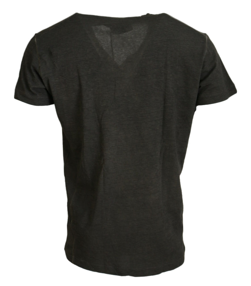 Dsquared² Gray Cotton Linen Short Sleeves V-neck T-shirt