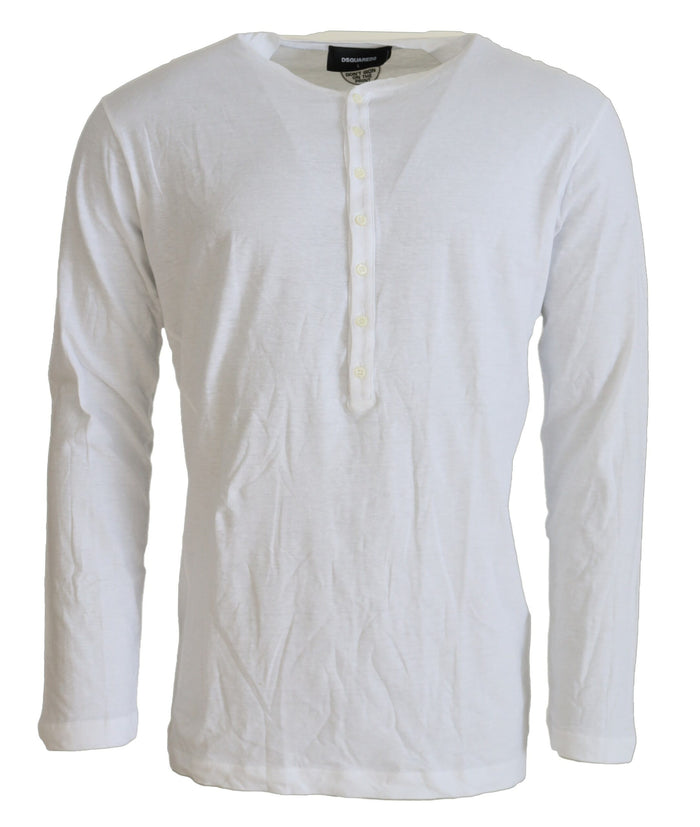 Dsquared² White Cotton Linen Long Sleeves Pullover Sweater