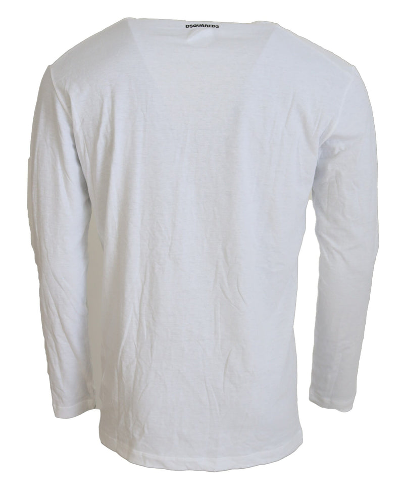 Dsquared² White Cotton Linen Long Sleeves Pullover Sweater
