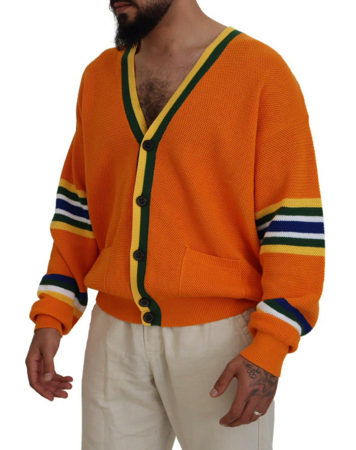 Dsquared² Orange Cotton Long Sleeves Men Cardigan Sweater