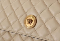 Versace Elegant White Nappa Leather Evening Shoulder Bag