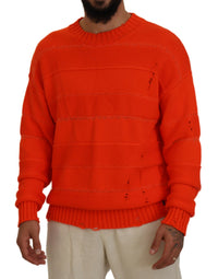 Dsquared² Orange Cotton Long Sleeves Men Pullover Sweater