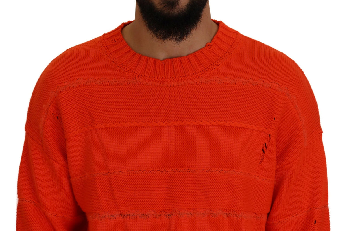 Dsquared² Orange Cotton Long Sleeves Men Pullover Sweater