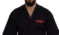 Dsquared² – Schwarzes, kurzärmliges Hemd aus Baumwolle mit Kragen und Logo-Print