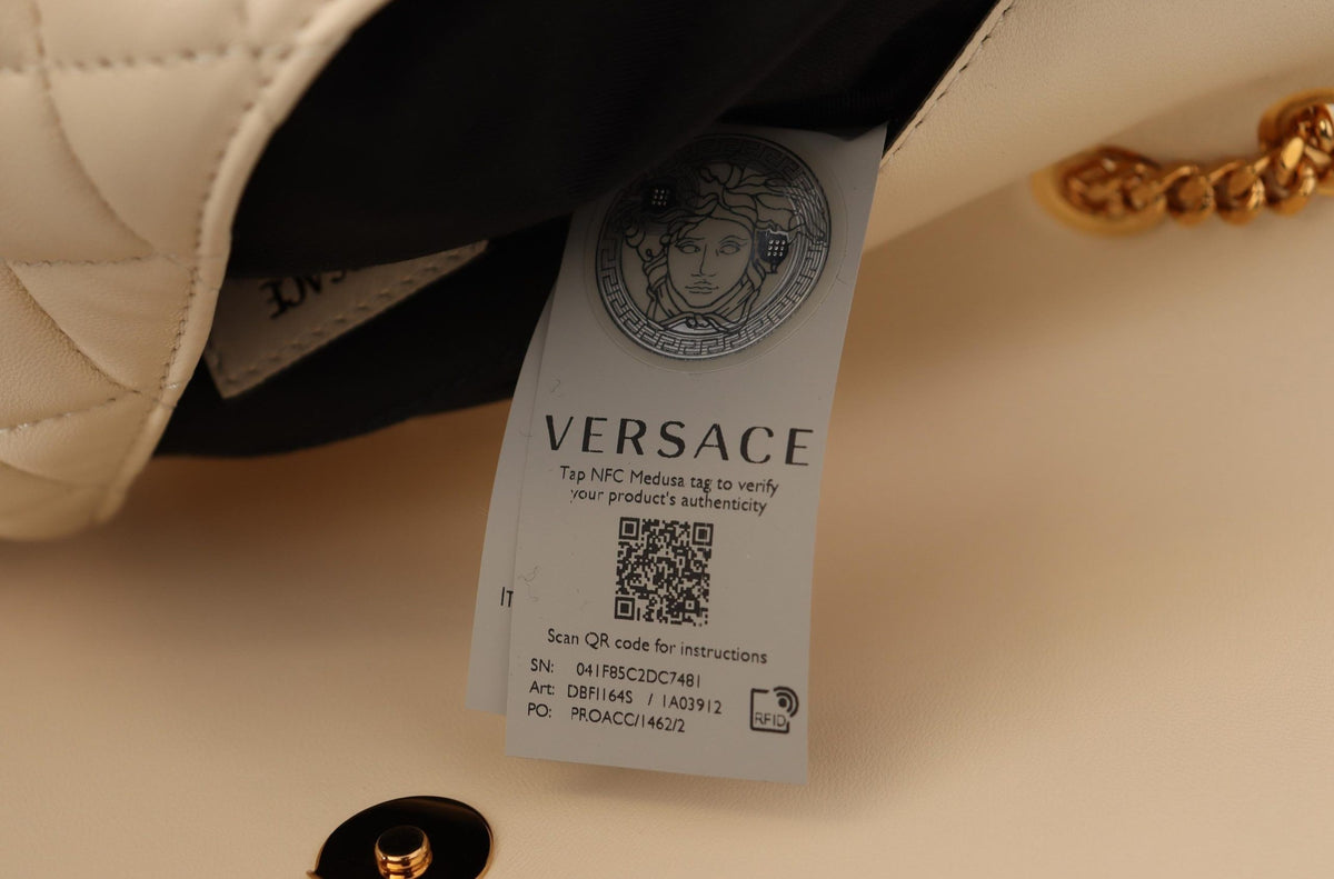 Versace – Elegante Umhängetasche aus weißem Nappaleder