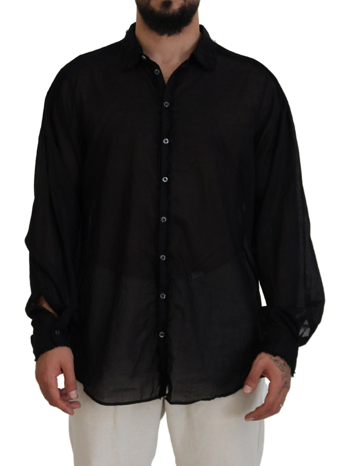 Dsquared² – Schwarzes, formelles Hemd aus Baumwolle mit Kragen und langen Ärmeln