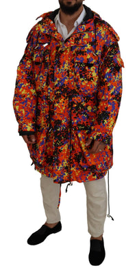 Dsquared² Multicolor Long Hooded Cargo Pocket Coat Jacket