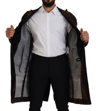 Dsquared² Brown Full Button Men Long Coat Cotton Jacket