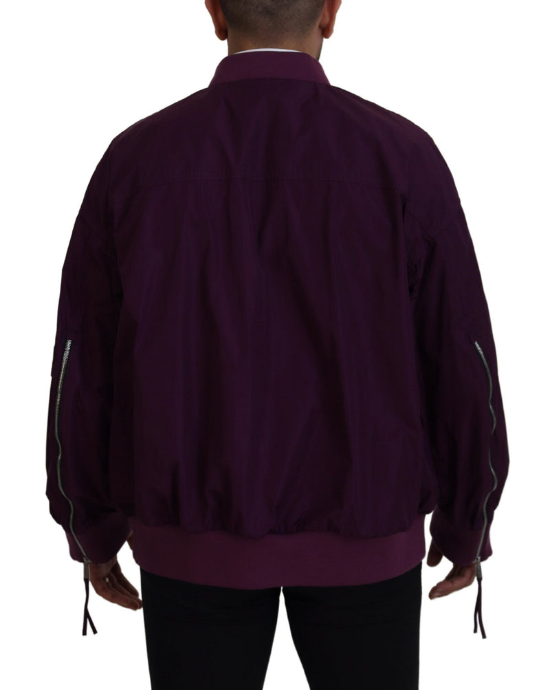 Dsquared² Purple Polyester Full Zipper Bomber Jacket