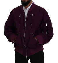 Dsquared² Purple Polyester Full Zipper Bomber Jacket