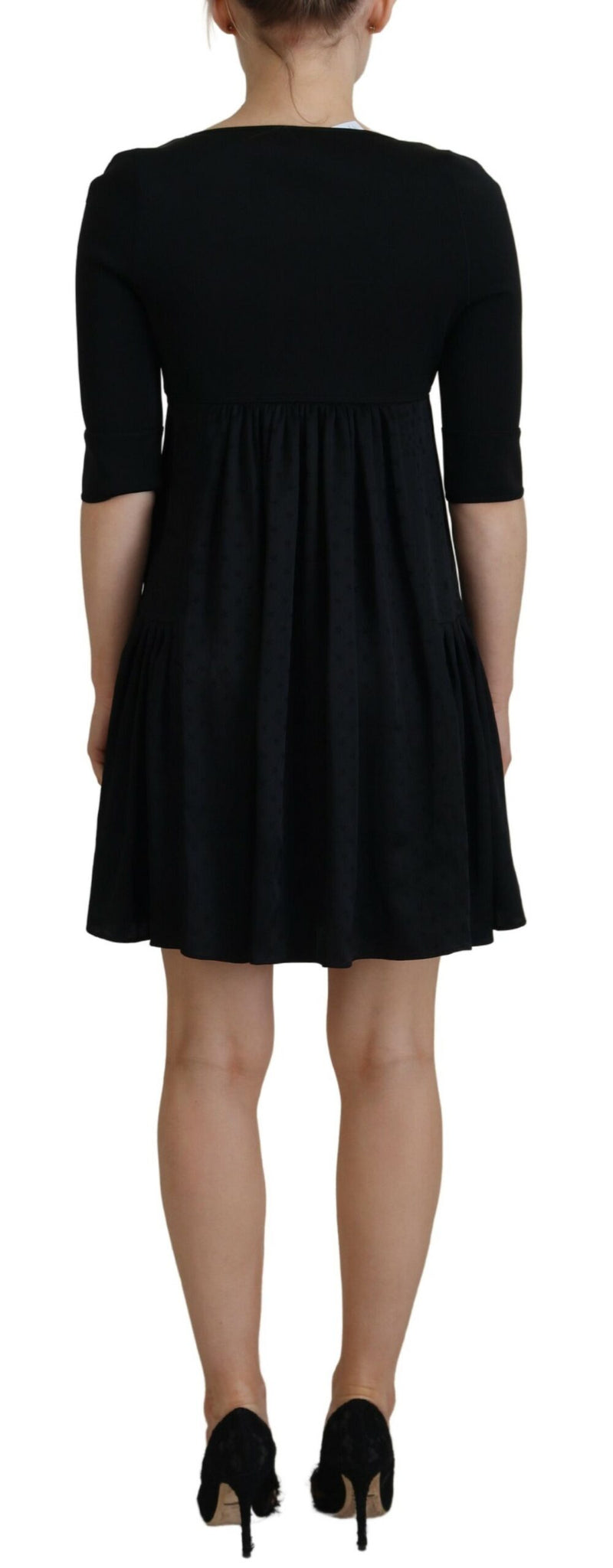 Dsquared² Black Acetate Short Sleeves A-line Sheath Dress