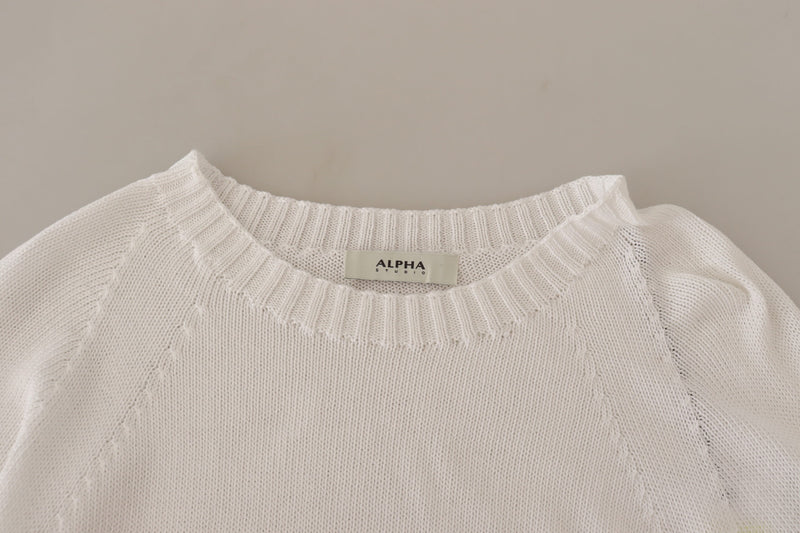 Alpha Studio Eleganter weißer Pullover aus Baumwolle