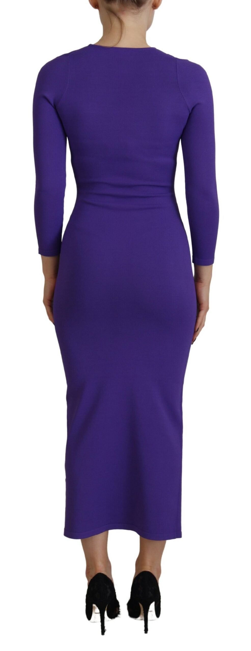 Dsquared² Purple Viscose Long Sleeves Bodycon Maxi Dress