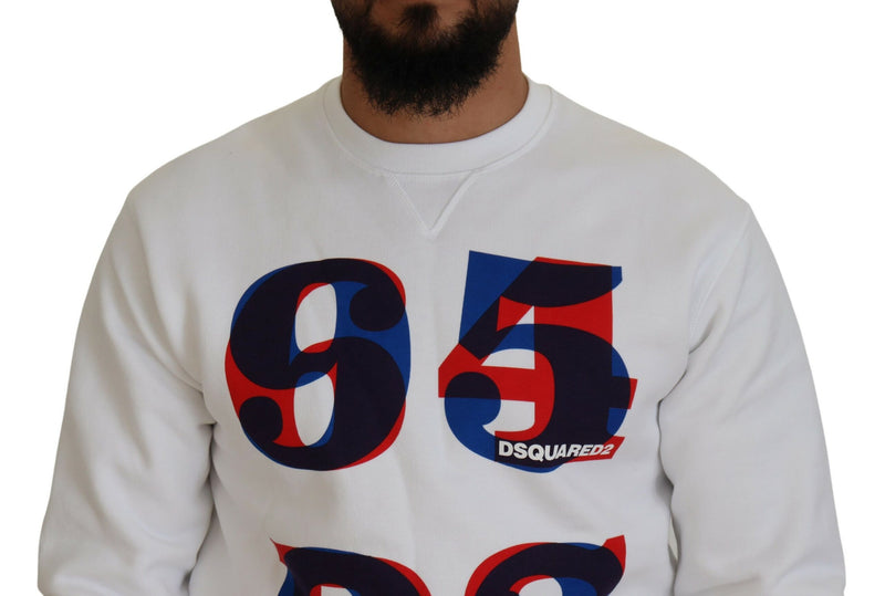 Dsquared² White Printed Long Sleeves Pullover Sweater