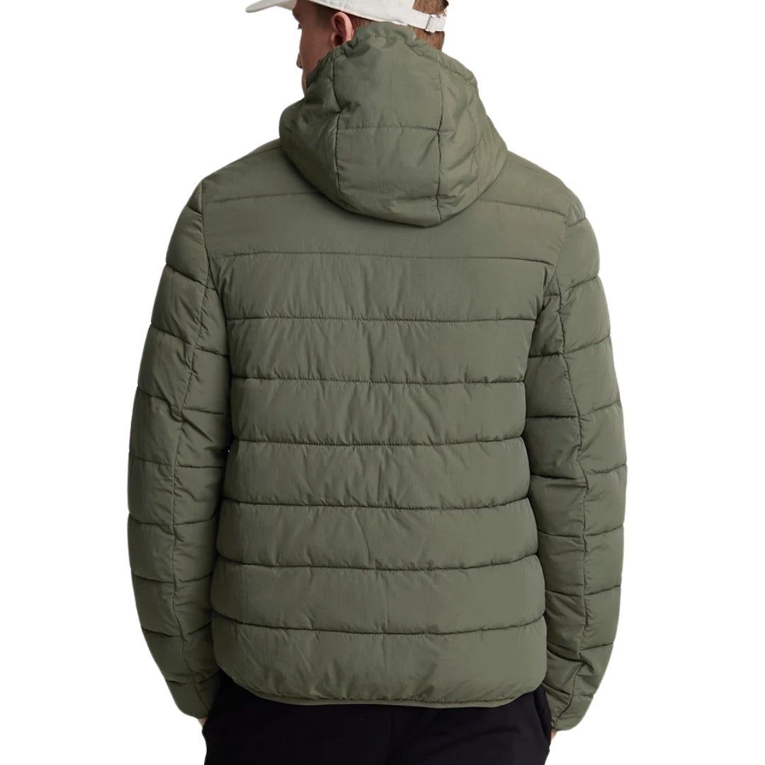 Lyle & Scott Branded Logo Hooded Olive Green Puffer Jacket S