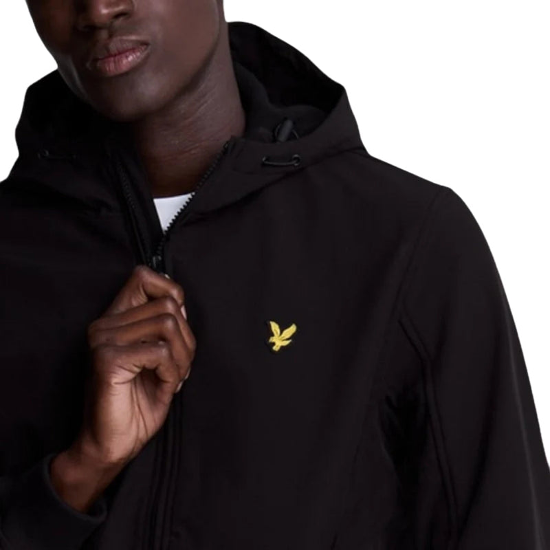 Lyle & Scott Branded Logo Hooded Jet Black Softshell Jacket M