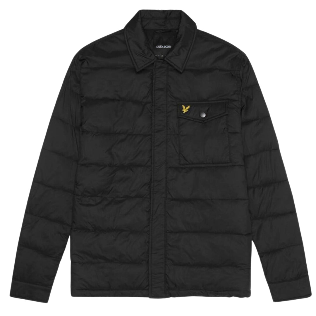 Lyle & Scott Branded Jet Black Wadded Collared Jacket M