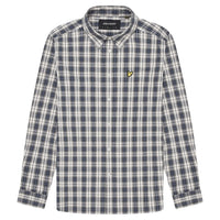 Lyle & Scott Washed Check Poplin Cove/Dark Navy Long Sleeve Shirt S