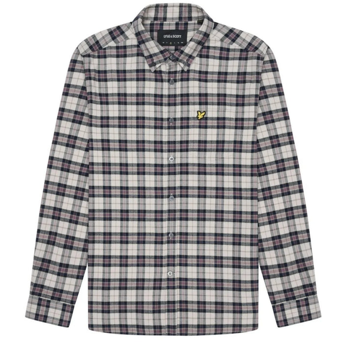 Lyle & Scott Check Flannel Navy Blue Long Sleeve Shirt M