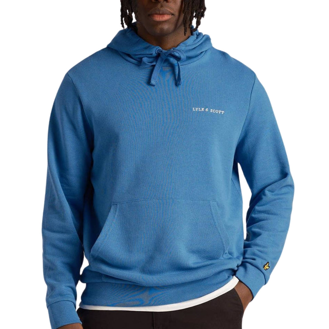 Lyle & Scott Loopback Embroidered Logo Blue Pull-over Hoodie