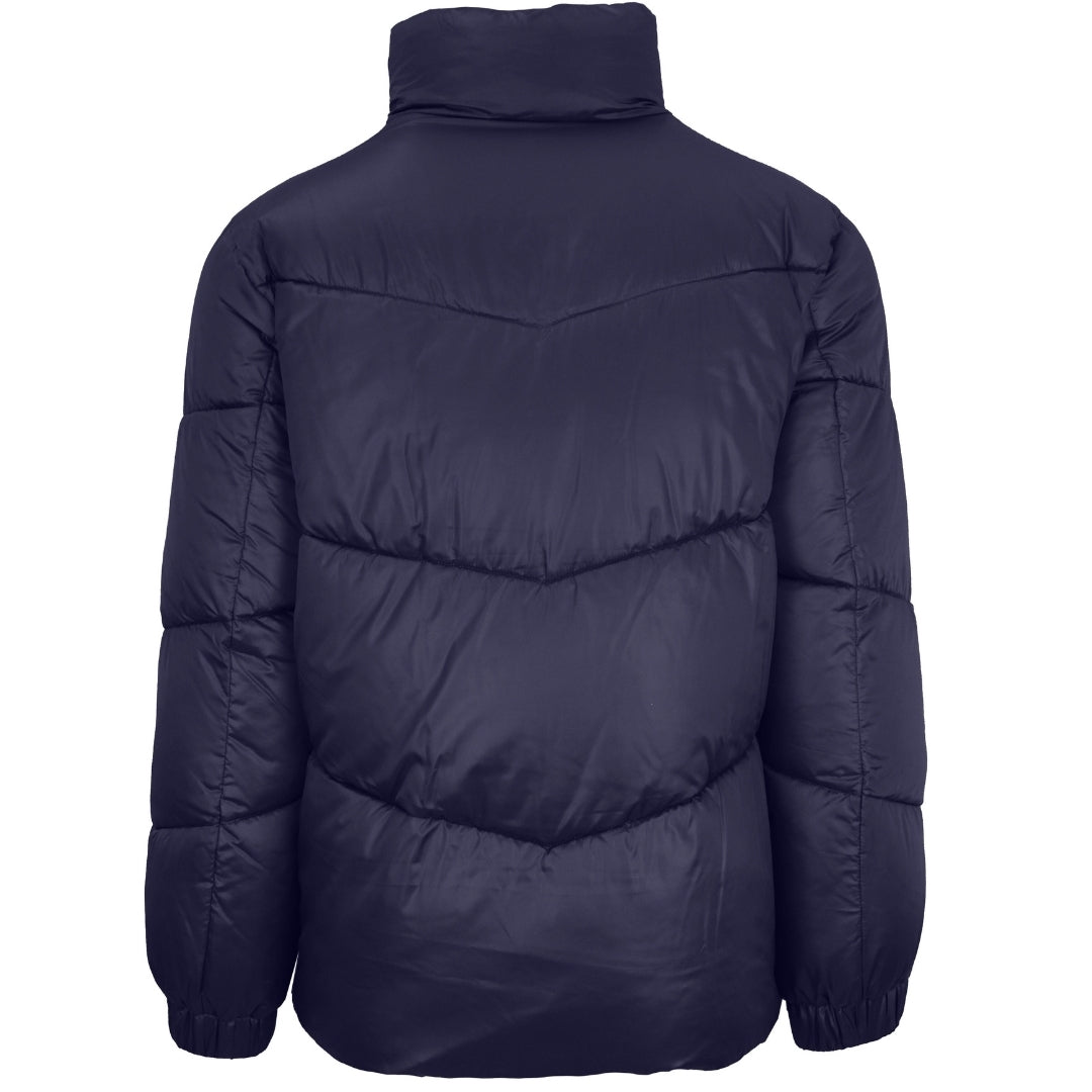 Plein Sport Bold Vertical Logo Shiny Padded Navy Blue Jacket S