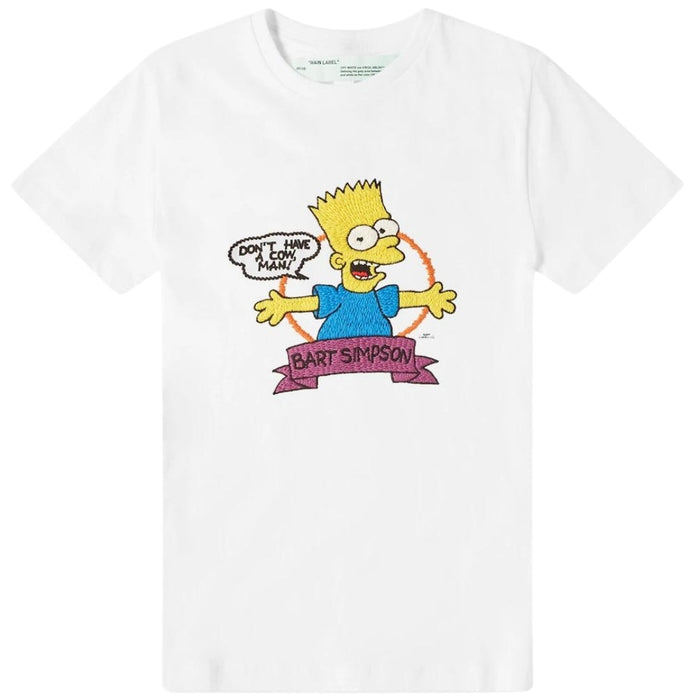 Off White Embroidered Bart Logo White T Shirt