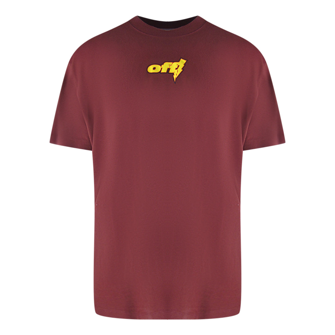 Off-White Thunder Stable Oversized Fit Burgundy T-Shirt XS