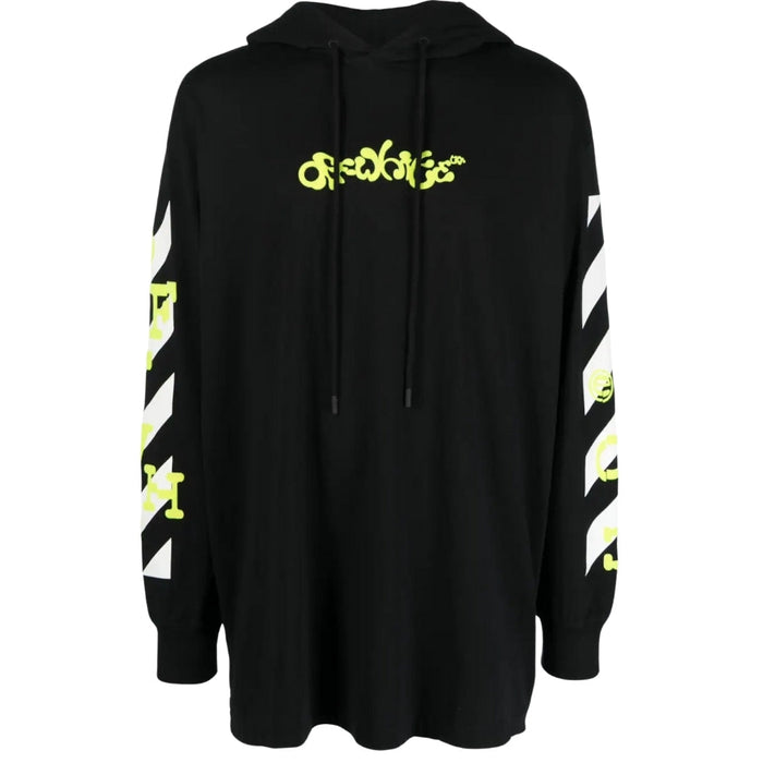 Off-White Oversized Fit Opposite Arrow Logo Black Hoodie XXL