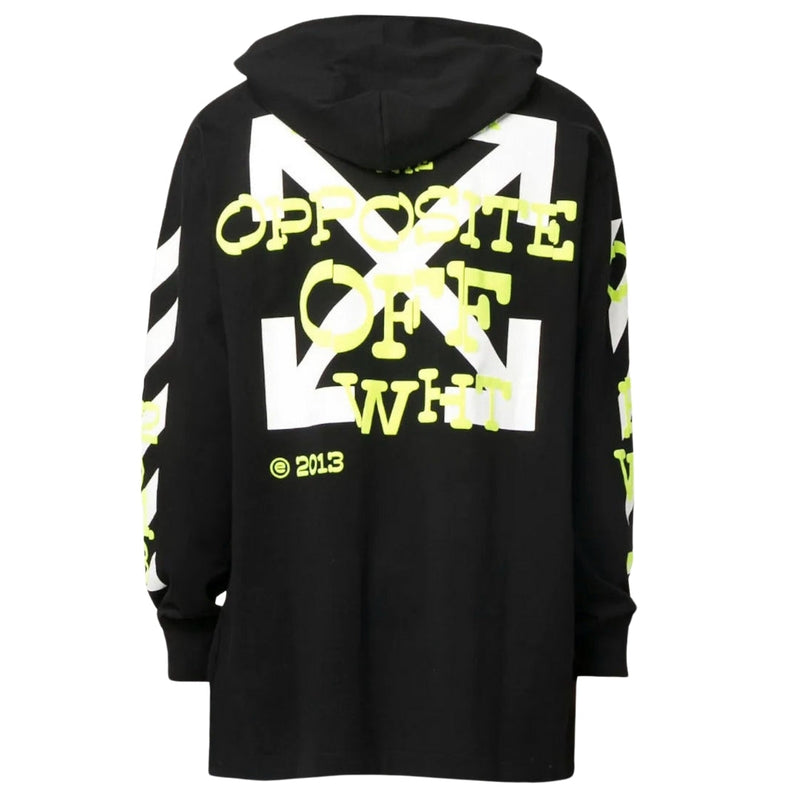 Off-White Oversized Fit Opposite Arrow Logo Black Hoodie XXL