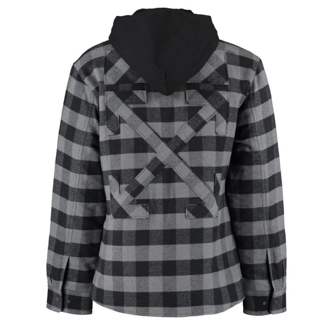 Off-White Arrow Padded Flannel Grey Jacket M