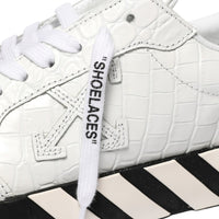 Off White Low Vulcaniized Croco Leather White Sneakers